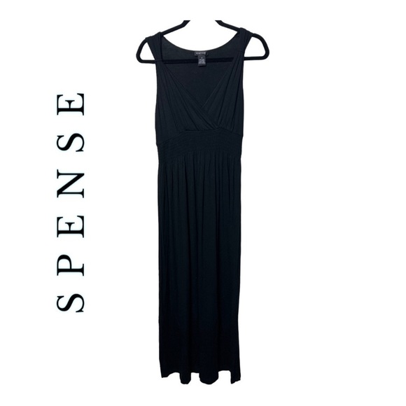 Spense SLEEVELESS MAXI DRESS‎ SMOCKING MIDDLE SIZE MEDIUM BLACK IN COLOR - Picture 1 of 9